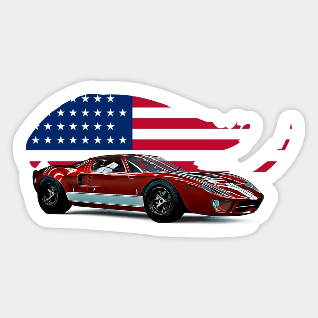 GT40 MK1 USA Print Sticker by Auto-Prints